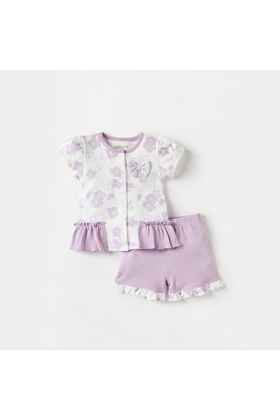 Juniors Floral Print Top and Shorts Set