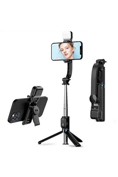 Techsuit Stick selfie cu trepied și telecomandă, pliabil, 107 cm - (C01s) - Negru