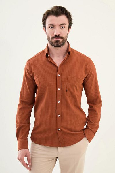 Mcr Ανδρικό πουκάμισο Seersucker Slim Fit Cotton 27080