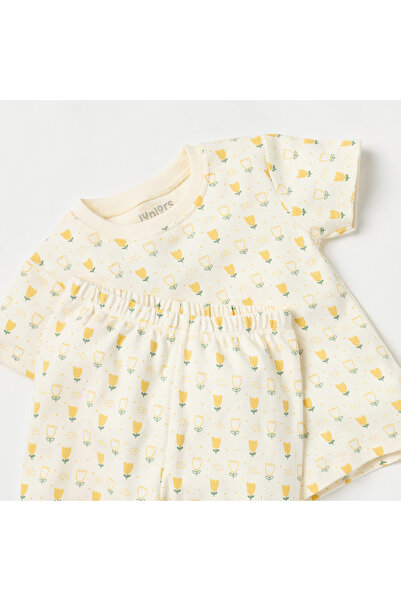 Juniors All-Over Floral Print Short Sleeve T-shirt and Pyjama Set