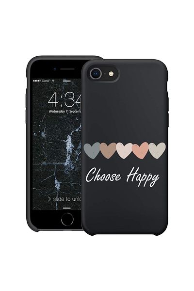bestcase ® Carcasă subțire din silicon pentru Apple iPhone SE 3 / SE 2 / 7 / 8, Alege Fericire, 1396527 B 1854