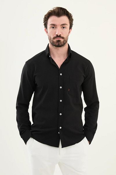 Mcr Ανδρικό πουκάμισο Seersucker Slim Fit Cotton 27080