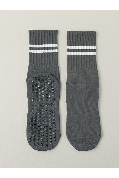 Styli Double Stripe Silicon Pad Base Crew Yoga Socks