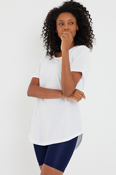 Tarz Cool White 2 Pack Regular/Normal Cut Dirty Collar Short Sleeve Non-Showing Women's T-Shirt