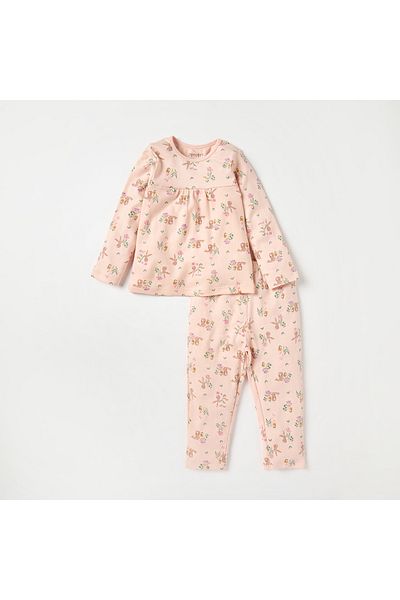 Juniors All-Over Bunny Print T-shirt and Pyjama Set