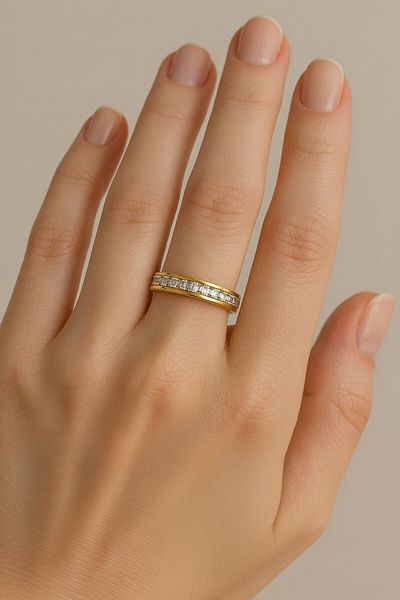 BY YASİN TOPÇU Princess Sparkle Zircon Steel Ring(18 Sizes)