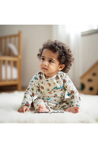 Juniors طقم تي شيرت وبيجامة بطبعة مزرعة