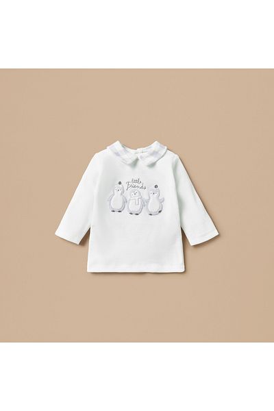 giggles Penguin Embroidered Top and Checked Pyjama Set