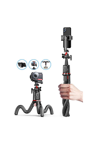 Techsuit Stick selfie cu trepied, 64cm - (C03) - Negru