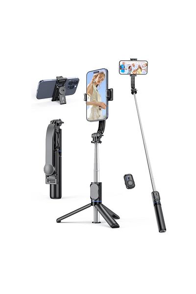 Techsuit Stick selfie cu trepied și telecomandă, pliabil, 106 cm - (C01) - Negru