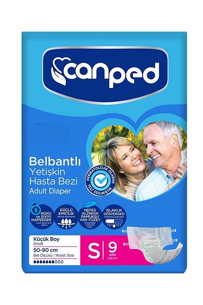 Canped Waistband Patient Diapers Small 9 Pieces