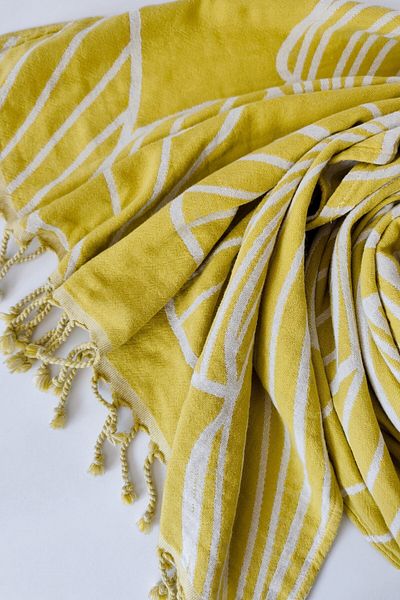 Sevim Mustard Muslin Peshtemal - 100% βαμβακερή πετσέτα παραλίας - Μαλακή και απορροφητική - 90x170 cm