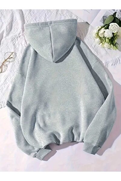 caddekombin Φούτερ με κουκούλα με στάμπα αεροπλάνου, βαμβακερό γκρι με τσέπη