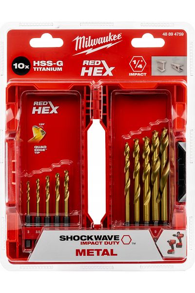 Milwaukee Wiertła do metalu SWave HSS-G Tin zestaw 10szt.