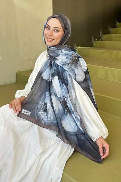 lamelif Bohemian Flower Pattern Soft Shawl Brown
