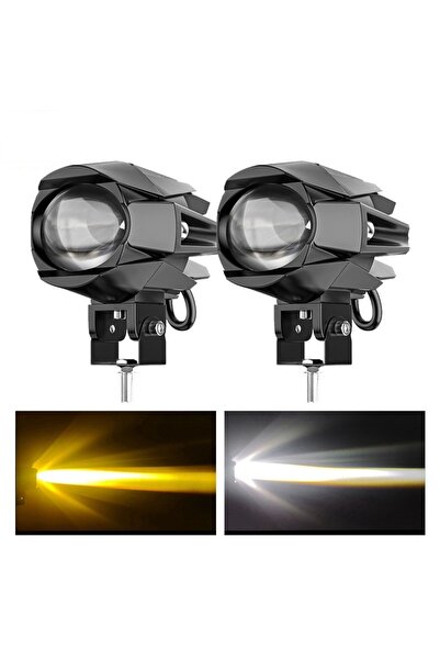 Oto Çizgi Motosiklet Led Lazer Sis Farı 2 ADET Delici Modifiye Beyaz Sarı Çif...