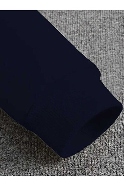 caddekombin Φούτερ με κουκούλα με λοξή στάμπα του Λος Άντζελες, με τσέπες και επένδυση από μαλλί μέσα, σε μπλε ναυτικό χρώμα