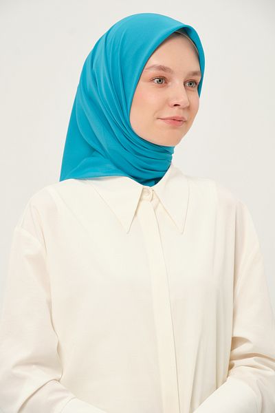 Madame Polo Μασίφ τετράγωνο σιφόν κασκόλ Τυρκουάζ