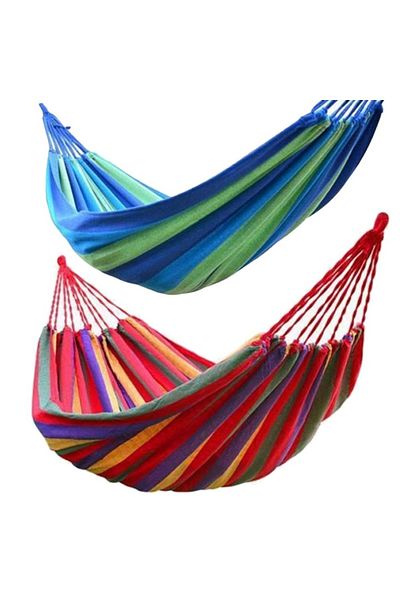 Türkiye Portable Striped Hammock Outdoor Camping Leisure Bed Thickened Canvas Hanging Bed Sleeping Swing Ham