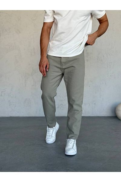 Gambocci Men's Comfortable Fit Boyfriend High Waist Pants