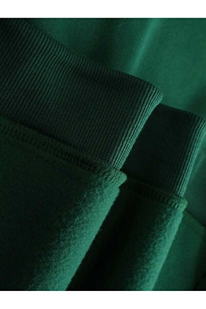 caddekombin AOT Keşif Birliği Arka Göğüs Baskılı Kapüşonlu Cepli İçi Yünlü Yeşil Sweatshirt