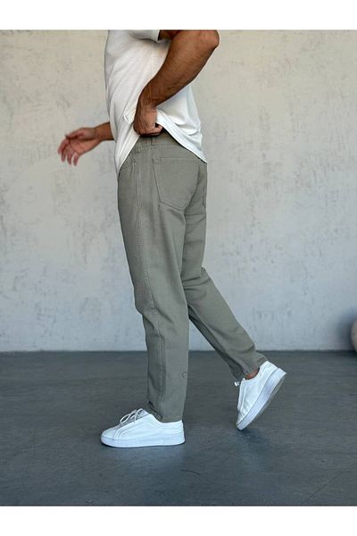 Gambocci Men's Comfortable Fit Boyfriend High Waist Pants