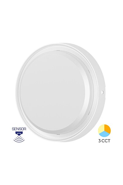 Braytron PLAFONIERA LED 18W 3in1 D:222MM IP65 SENZOR ALB BULKHEAD RND