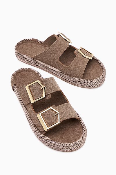 Limoya Horia Mink Double Striped Knitted Sole Women's Slippers