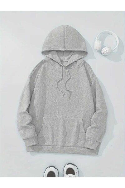 caddekombin Hanorac gri din bumbac cu buzunar și imprimeu prin spate prințesă a groază