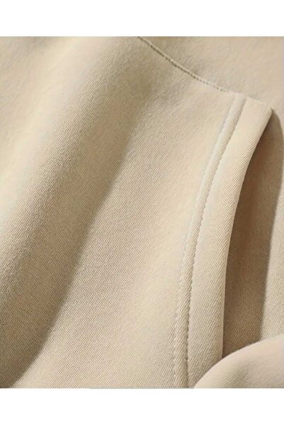 caddekombin Φούτερ με στάμπα ηλίανθου με κουκούλα, τσέπες και εσωτερικό μάλλινο μπεζ φούτερ