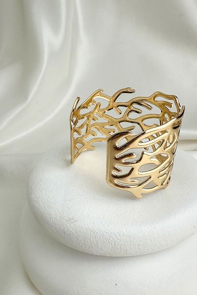 Modex Gold Color Stainless Steel Branch Geometric Shape Open Bracelet