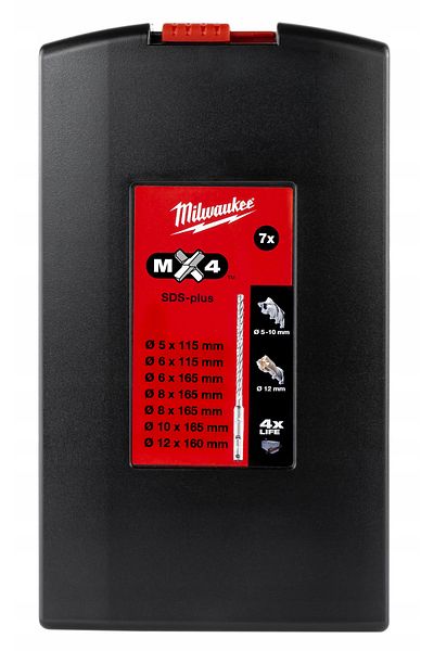 Milwaukee Wiertła MX4 SDS Plus Kaseta 7szt.