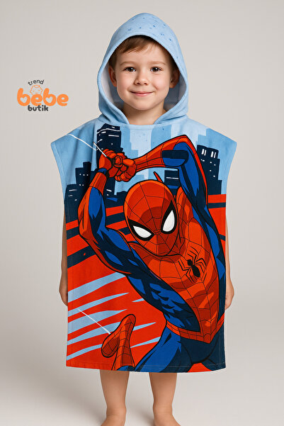 Trend Bebe Butik Poncho de plajă cu glugă pentru băieți, cu tematică superero...