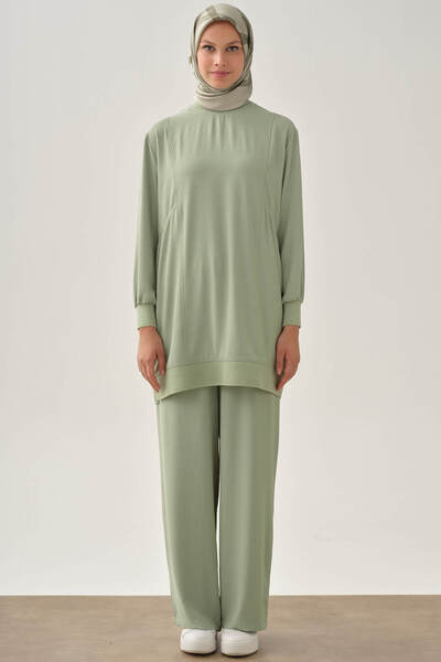 Tuğba Beli Lastikli Cepli Pantolon - Mint