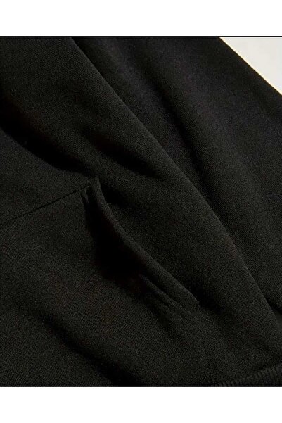 caddekombin Φούτερ με κουκούλα με στάμπα λουλουδιών, μαύρο φούτερ με τσέπες και επένδυση από μαλλί