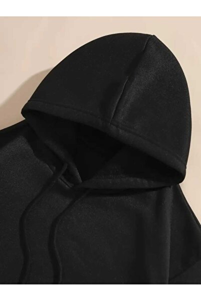 caddekombin Hanorac negru din bumbac cu buzunar cu glugă cu imprimeu pe spate Bratz