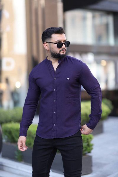 Klothy Men's Long Sleeve Judge Collar Shirt 2017