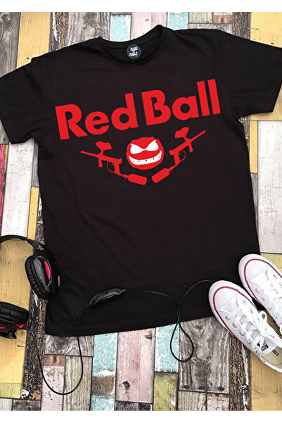 RYO FASHİON Tricou pentru copii cu mânecă scurtă, negru, imprimat REDBALL, un...