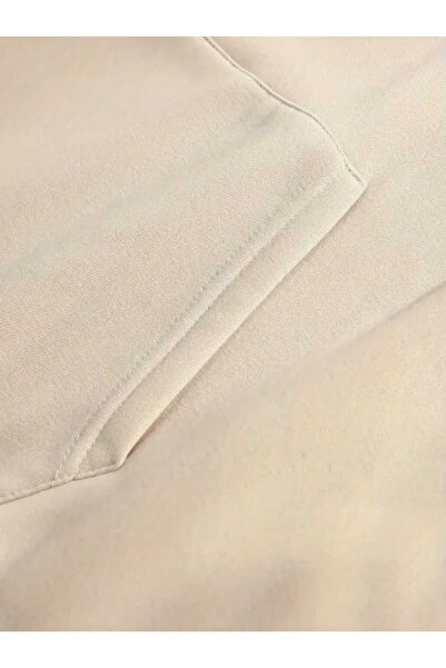 caddekombin Hanorac cu glugă LA Rock The World cu imprimeu pe spate, cu buzunar, cu interior din lână, bej