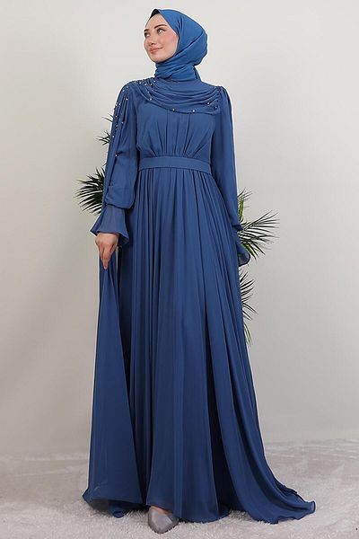 GİYZAMİLA Φόρεμα με μανδύα από γαρίφαλο Indigo