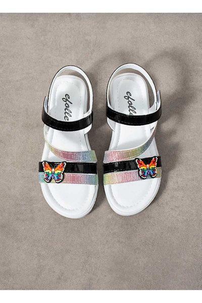 WEBORN Children's White Daily Single Velcro Butterfly Detailed Lightweight Sandals Comfortable Sole Pool Daily Slippers