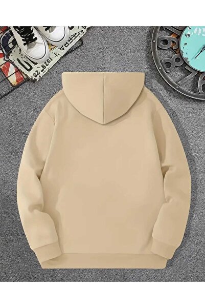 caddekombin Hanorac cu glugă cu imprimeu cu flori colorate, din bumbac, bej, cu buzunar