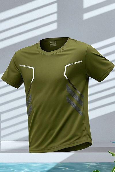 GENIUS STORE Ανδρικό αθλητικό μπλουζάκι προπόνησης γυμναστικής πολυεστέρας Ανδρικό αθλητικό μπλουζάκι STRIPED-TSHIRT