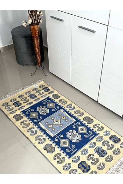 oem home Rustic Rug with Two Faces, Blue-Beige, Size 120x180 cm, VR 225
