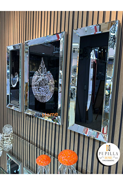 pupillahome ELİF VAV AYETEL KÜRSÜ ÜÇLÜ AYNALI TABLO SET