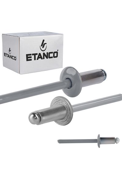 Etanco Nity otwarte aluminiowe 4,8x10mm RAL 9006