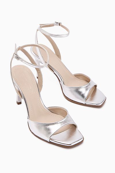 Limoya Nova Silver Ankle Buckle Thin Heeled Women's Shoes