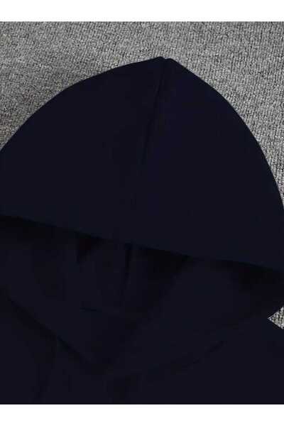 caddekombin Φούτερ με κουκούλα με λοξή στάμπα του Λος Άντζελες, με τσέπες και επένδυση από μαλλί μέσα, σε μπλε ναυτικό χρώμα