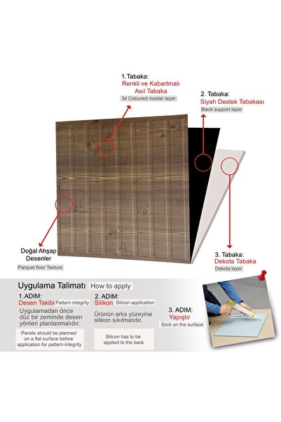 TİNK 3 Boyutlu Duvar Paneli Kabartmalı Lambiri Desen Pvc 41x41 cm/ 6 Adet /1 m² Antik