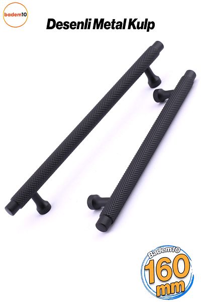 Badem10 Martin Black Metal Handle 160 mm Furniture Drawer Kitchen Cabinet Cupboard Modern Cover Handles Pattern